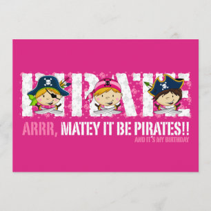 Invitation mignon de partie de pirates