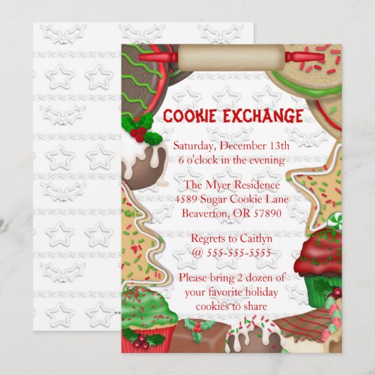 Invitation mignon de vacances d'échange de biscuit (Devant / Derrière)