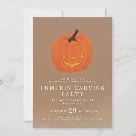 Invitation Mignon design de citrouille jack o' lantern illust (Devant)