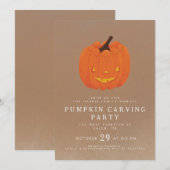 Invitation Mignon design de citrouille jack o' lantern illust (Devant / Derrière)