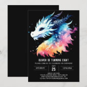 Invitation Mignon Dragon Anniversaire numérique (Devant / Derrière)