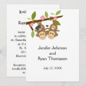 Invitation mignon et drôle couple de singes (Devant / Derrière)