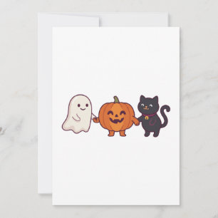 Invitation Mignon Fantôme Chat Noir & Citrouille Halloween