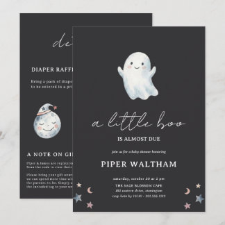 Invitation Mignon fantôme double face Little Boo Baby Shower