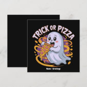 Invitation Mignon fantôme mangeant de la pizza drôle et effra (Devant / Derrière)