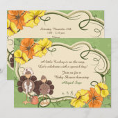 Invitation Mignon fille Turquie Thanksgiving Baby shower (Devant / Derrière)