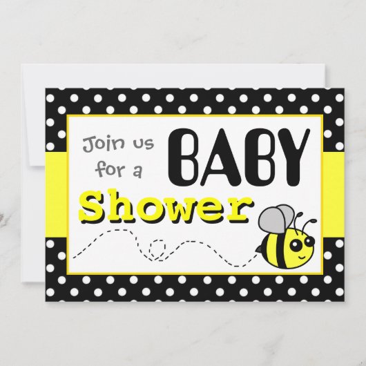 Invitation Mignon gaffez le baby shower jaune et noir (Devant)