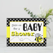 Invitation Mignon gaffez le baby shower jaune et noir (Debout devant)