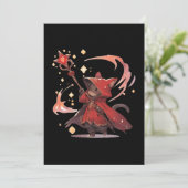 Invitation Mignon Héros Chat Mage Rouge (Debout devant)