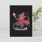 Invitation Mignon Héros Chat Mage Rouge (Debout devant)