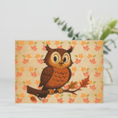 Invitation Mignon hibou fantaisiste vintage automne (Debout devant)