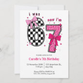 Invitation Mignon J'avais 6 ans Maintenant j'ai 7 ans Anniver (Devant)