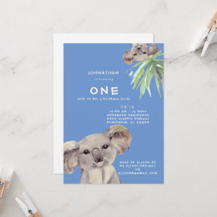 Invitation Mignon Koala Ours Passez du temps avec moi Bleu