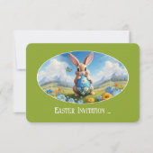 Invitation Mignon lapin de Pâques dans le paysage. (Devant)