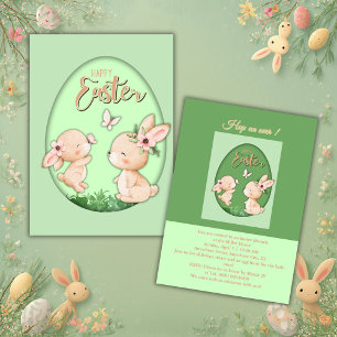 Invitation mignon lapin en découpage pastel faux pour brunch
