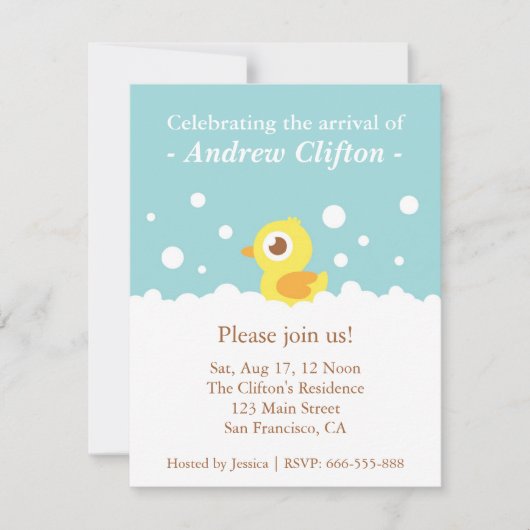 Invitation Mignon mignon avec la partie de baby shower bleue (Devant)