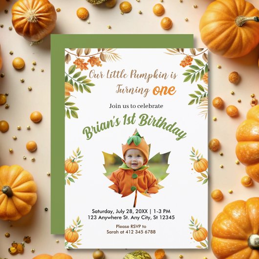 Invitation mignon notre petit Citrouille tourne un automne