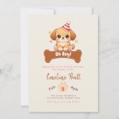 Invitation Mignon Oh Garçon Chiot Fête de Naissance (Devant)
