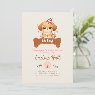 Invitation Mignon Oh Garçon Chiot Fête de Naissance