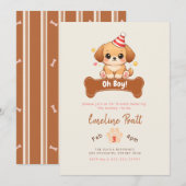 Invitation Mignon Oh Garçon Chiot Fête de Naissance (Devant / Derrière)