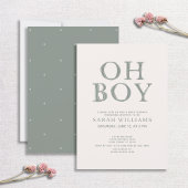 Invitation Mignon Oh Garçon Points Verts Minimal Fête de Nais