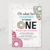 Invitation Mignon Oh What Fun Donut 1er Anniversaire (Devant)