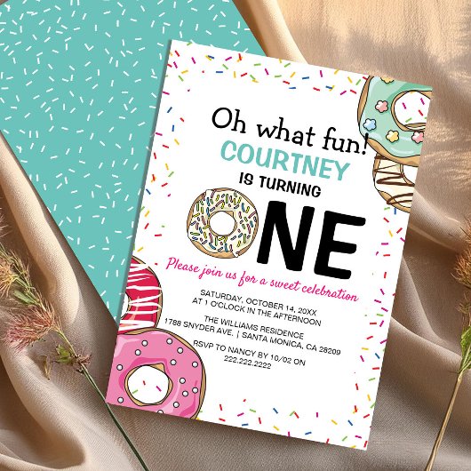 Invitation Mignon Oh What Fun Donut 1er Anniversaire