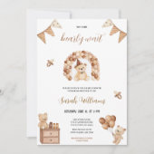Invitation mignon on peut attendre brun ours babyshower (Devant)