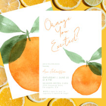 Mignon Orange Êtes-vous Excité Baby Shower Citron