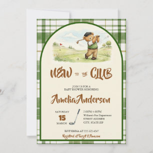 Invitation Mignon Ours en Peluche de Golf Nouveau au Club Cad
