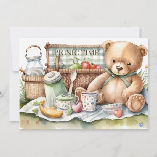 Invitation mignon ours pique-nique ajouter du texte (Devant)