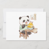 Invitation Mignon panda mangeant de la glace râpée de mangue (Devant)