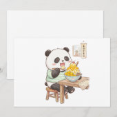 Invitation Mignon panda mangeant de la glace râpée de mangue (Devant / Derrière)