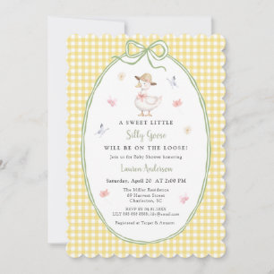 Invitation Mignon petit fou rire jaune à carreaux Baby shower
