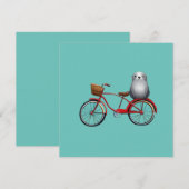 Invitation Mignon petit phoque de dessin animé sur un vélo (Devant / Derrière)