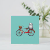 Invitation Mignon petit phoque de dessin animé sur un vélo (Debout devant)