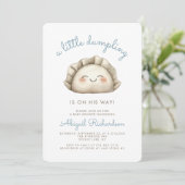 Invitation Mignon petit QR Code boulette Garçon bleu Baby Sho (Debout devant)