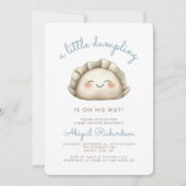 Invitation Mignon petit QR Code boulette Garçon bleu Baby Sho (Devant)