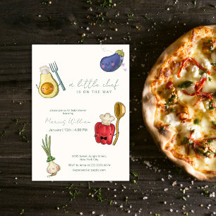 Invitation Mignon petite chef fantaisiste Légumes Baby Shower