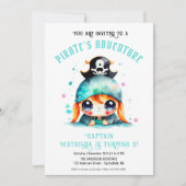 Invitation Mignon Petite fille pirate Turquoise Anniversaire (Devant)