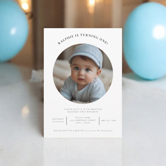 Invitation mignon photo minimum premier anniversaire