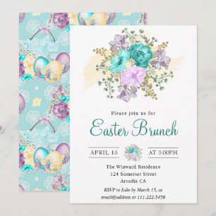Invitation Mignon poussin floral aquarelle dans un œuf pour l