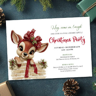 Invitation Mignon Réveillon de Noël Cartoon Aquarelle Fêtes