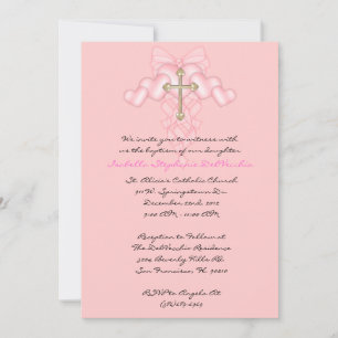 Invitation MIGNON rose de communion/baptême