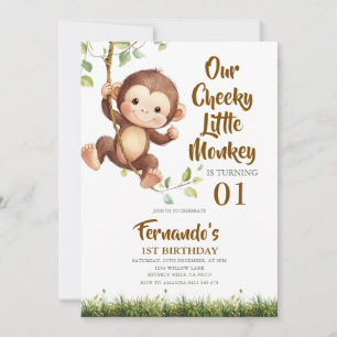Invitation Mignon Safari de notre petit singe espiègle pour s