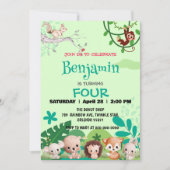 Invitation mignon safari zoo animaux jungle Anniversaire (Devant)