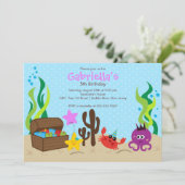 Invitation Mignon sous la fête d'anniversaire de sirène de (Debout devant)