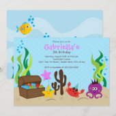 Invitation Mignon sous la fête d'anniversaire de sirène de (Devant / Derrière)