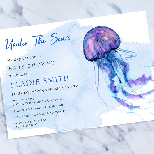Invitation mignon Sous la mer méduse baby shower