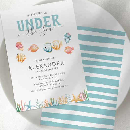 Invitation Mignon sous l'océan Anniversaire des enfants